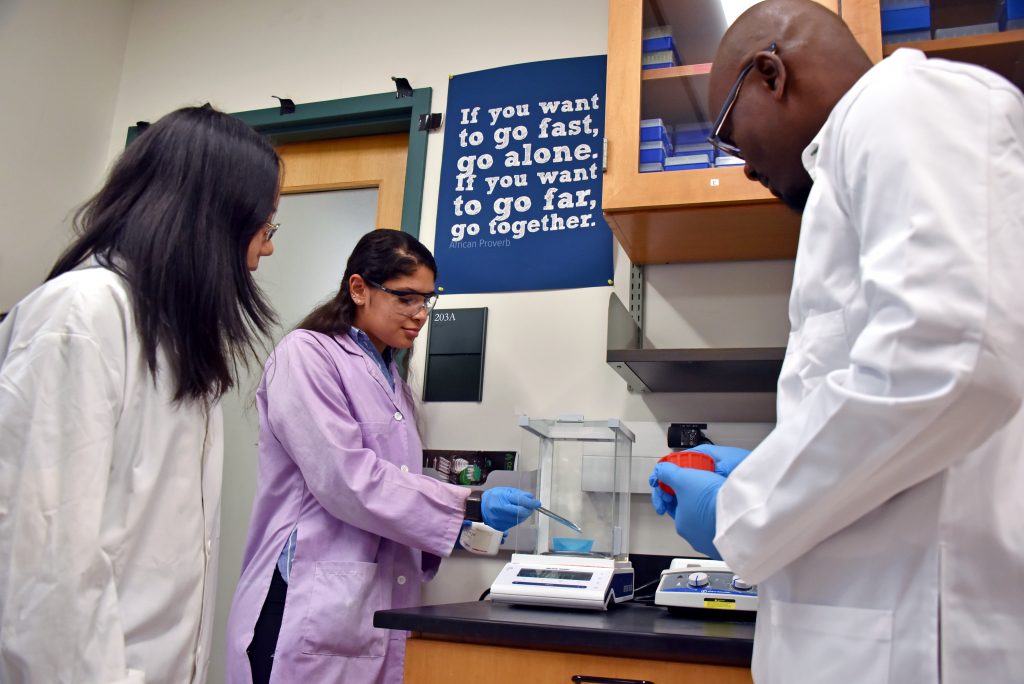 grad students in a lab