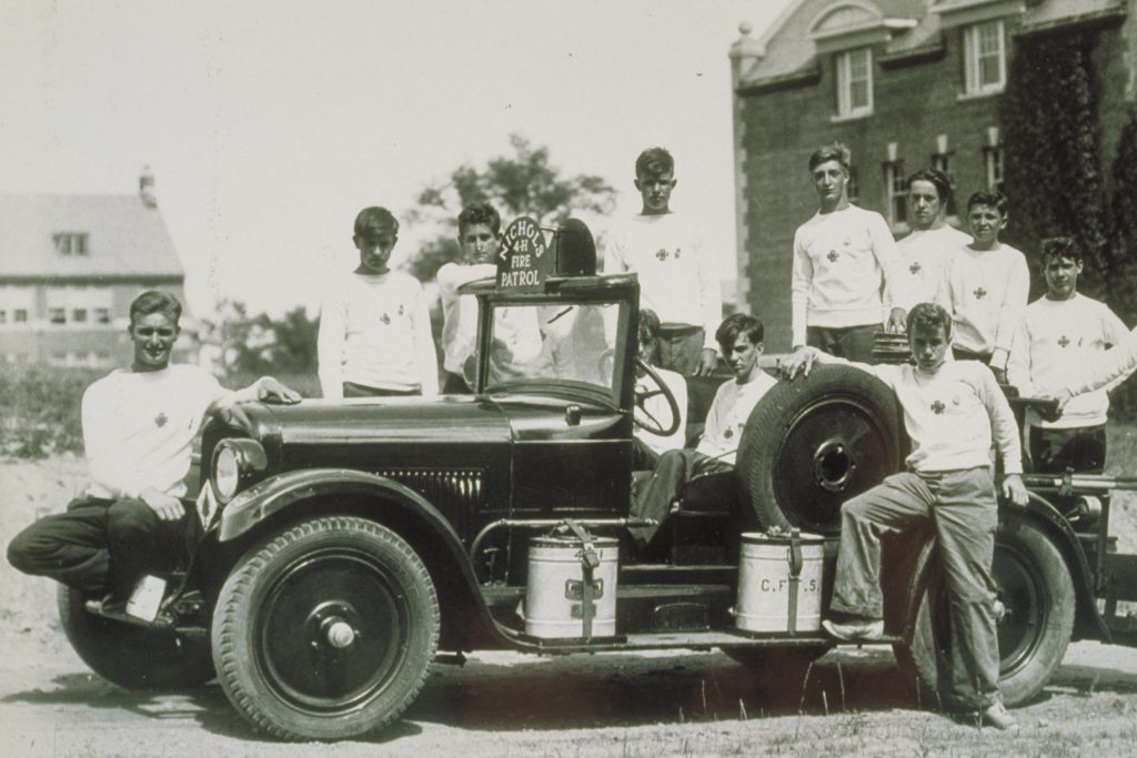 historical - posing on a firetruck