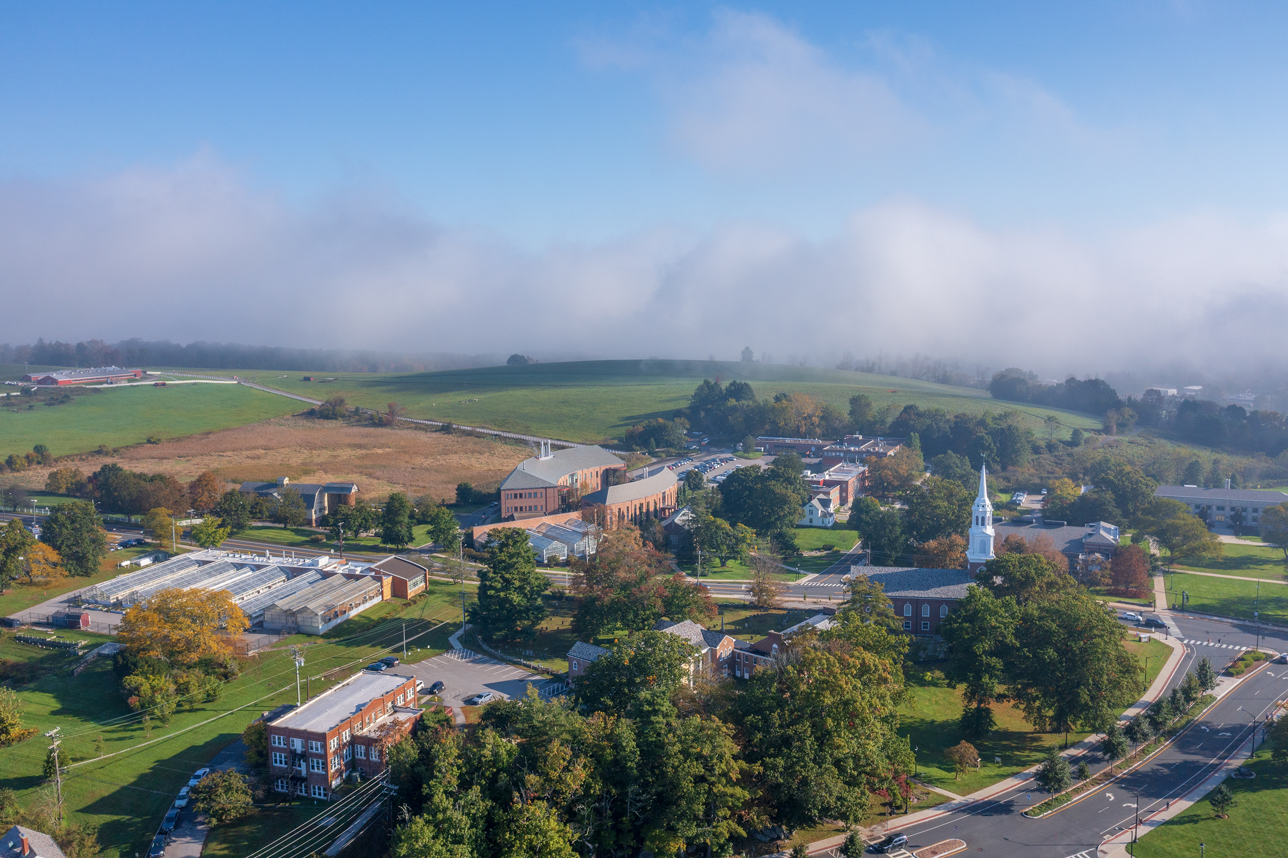 aerial view of storrs campus
