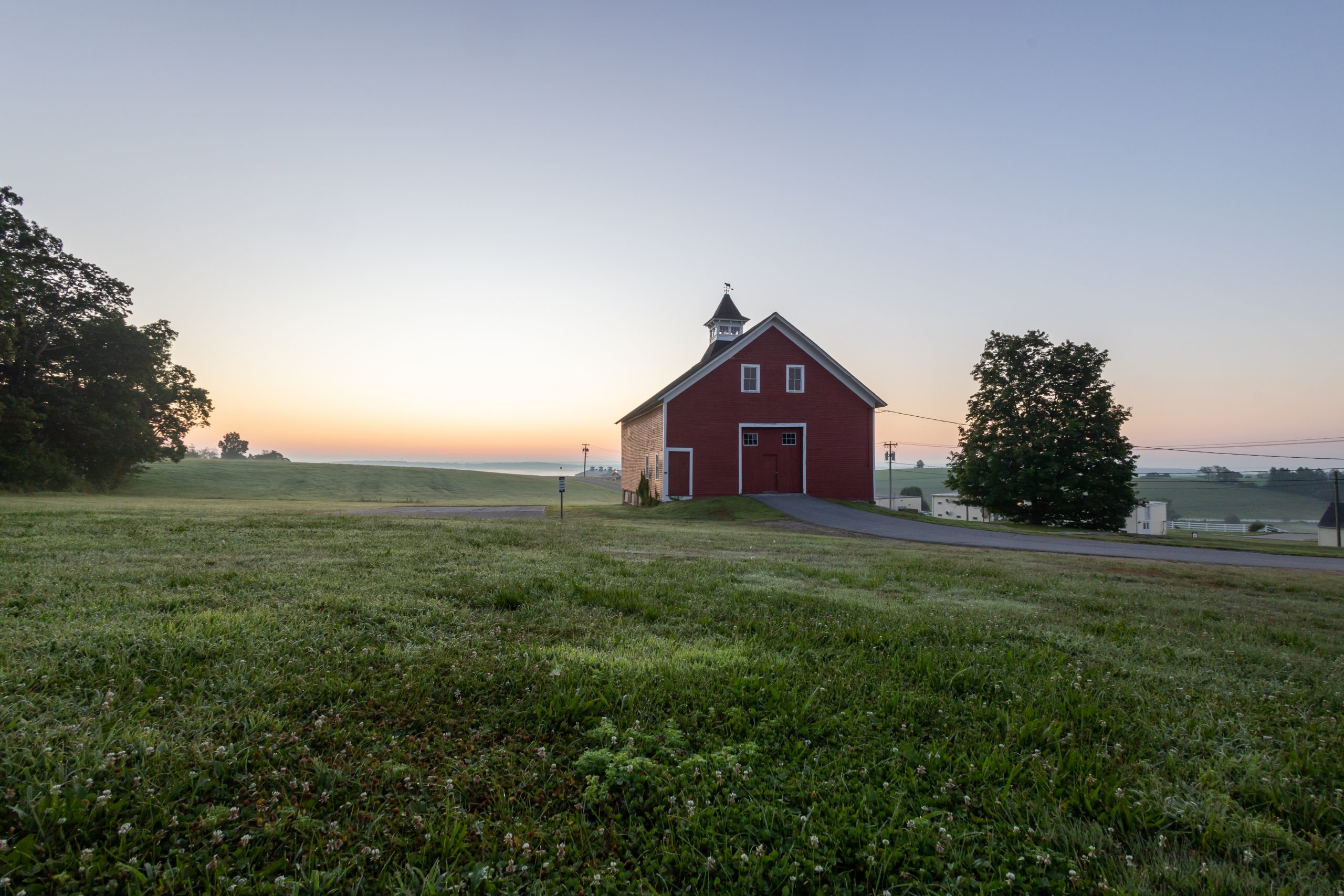 early morning in front of Jacobsen Barn