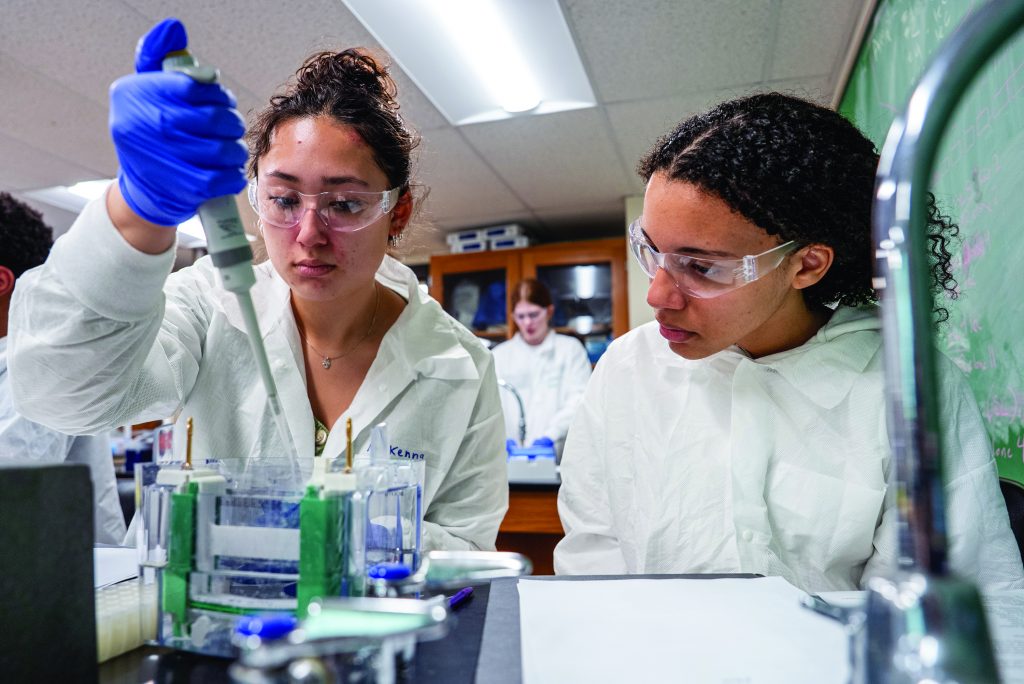 using a pipette in a lab