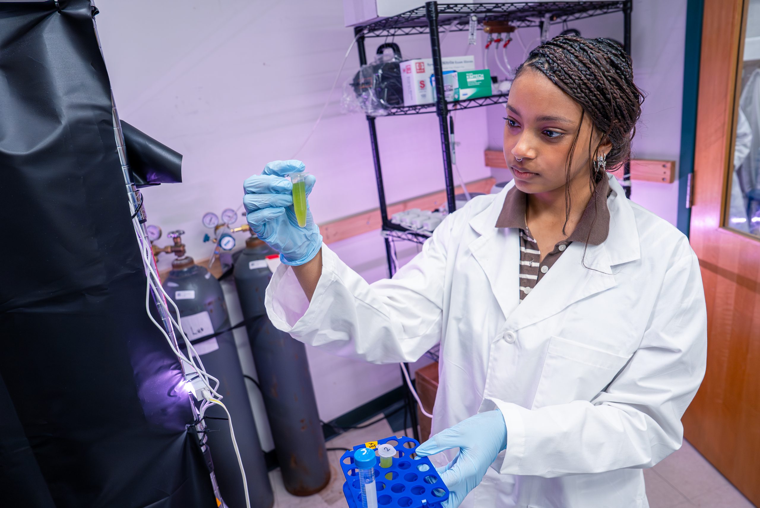 student in a lab