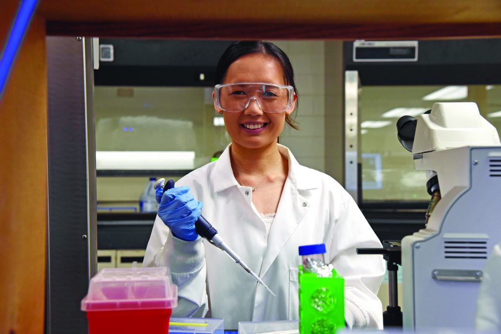 preparing a sample in a lab