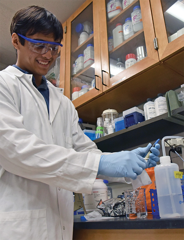 student working in a lab